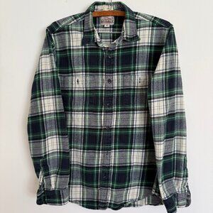 J.Crew Flannel Plaid Button Down Shirt Green Navy Mens M